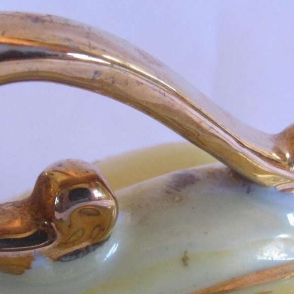 Royal Sealy 3 Toed Demitasse Tea Cup and Saucer, Soft Yellow, Heavy Gold. A1111 - Picture 3 of 6